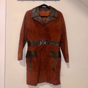 Vintage Rusty Orange Suede Coat 70s
